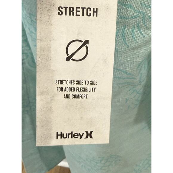NEW Hurley One and Only Stretch Pineapple Print Blue Button Down SS Shirt Mens M - Picture 4 of 4